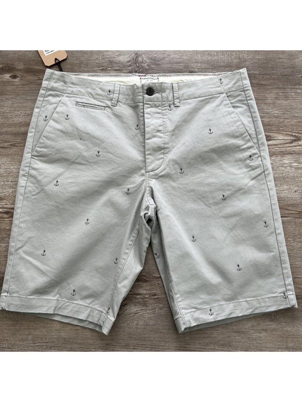 Jack & Jones Jimini Chino Shorts Mens L Gray Anchor Print 10" Regular Fit NWT